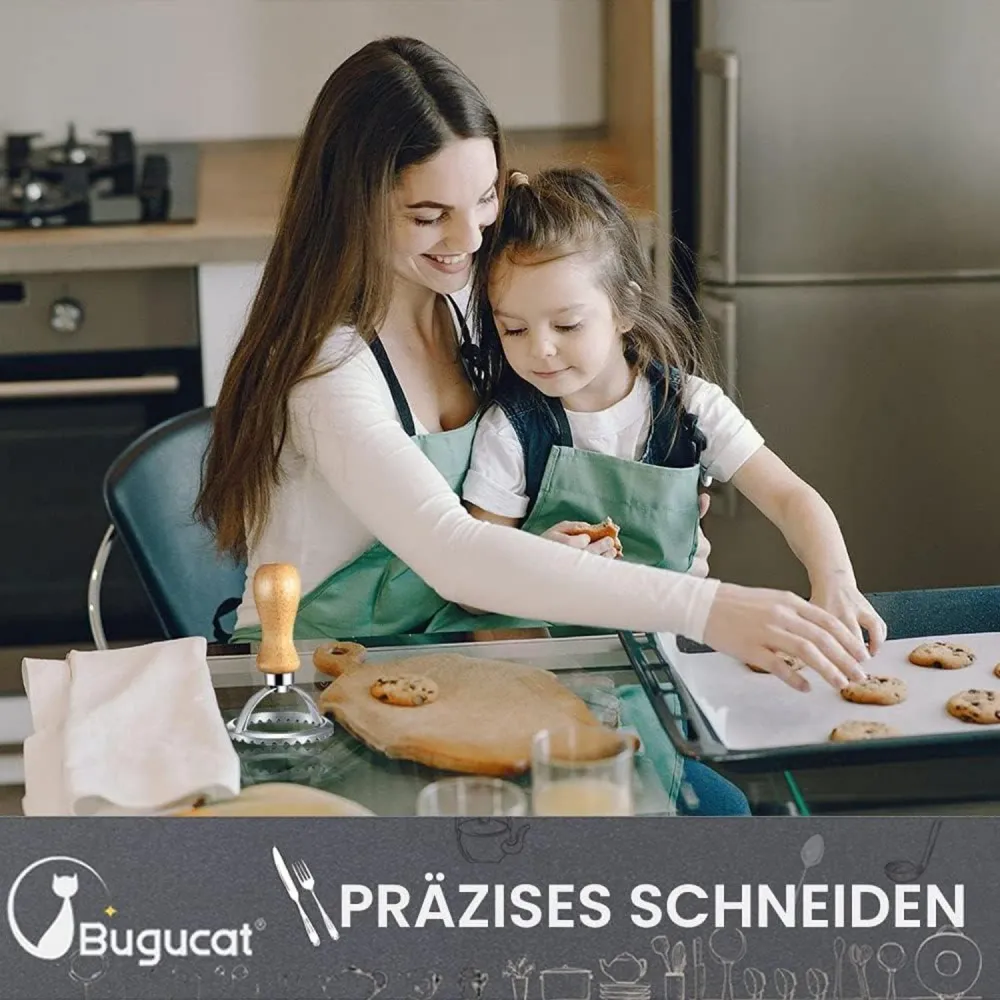 Bugucat Ravioli Ausstechformen Set mit Holzgriff - 5-teilig