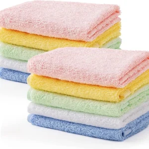 10er Baby Waschlappen Set Bambusfaser 25x25cm Haken Design 5