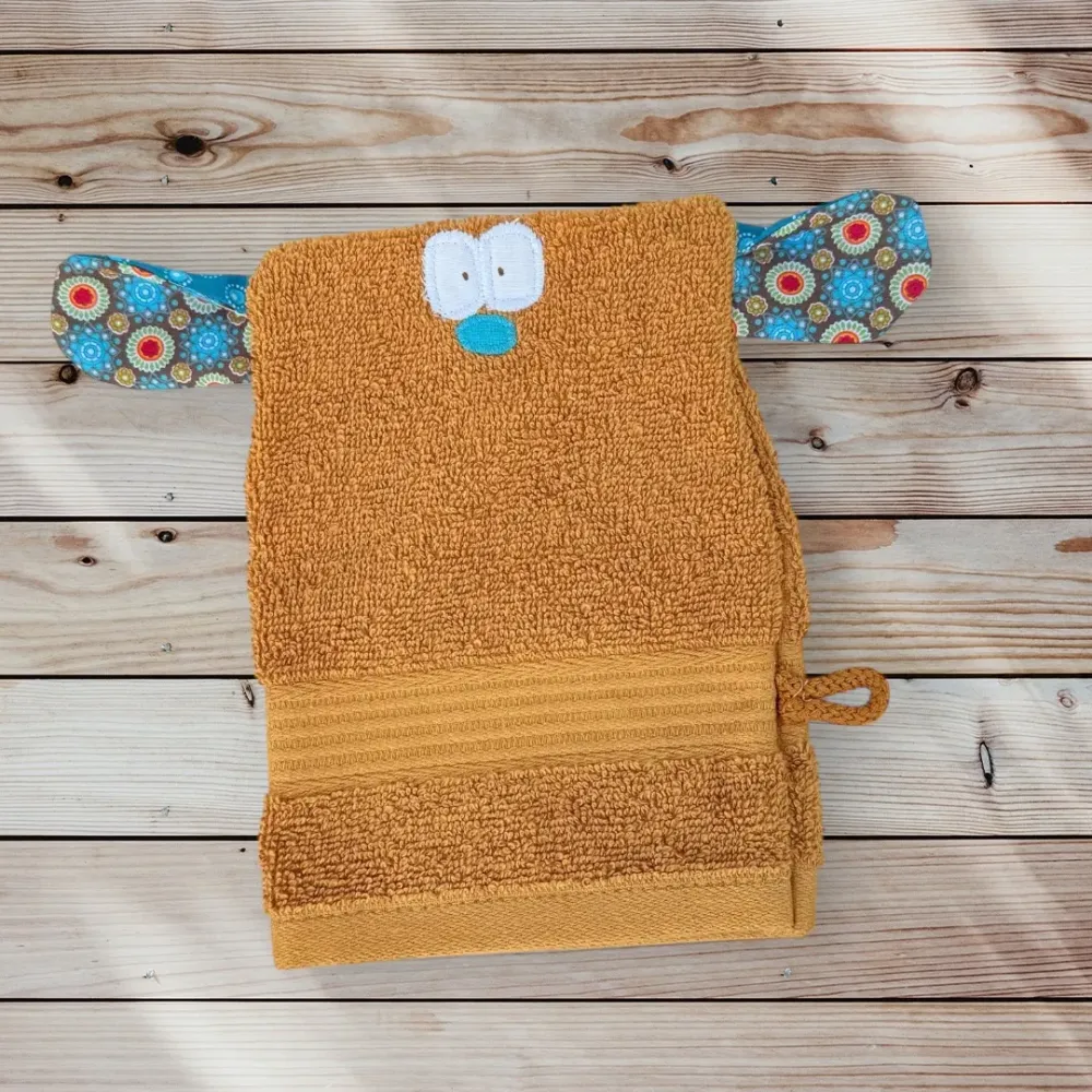 Handgemachter Waschhandschuh “Monsterchen” – verspielt & kinderfreundlich