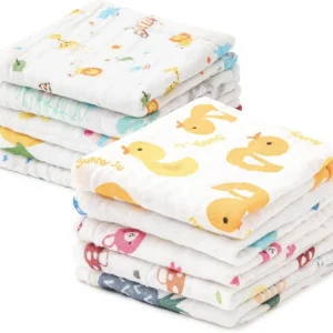 HBselect 10er Baby Waschlappen aus Bambusfaser mit Hänge