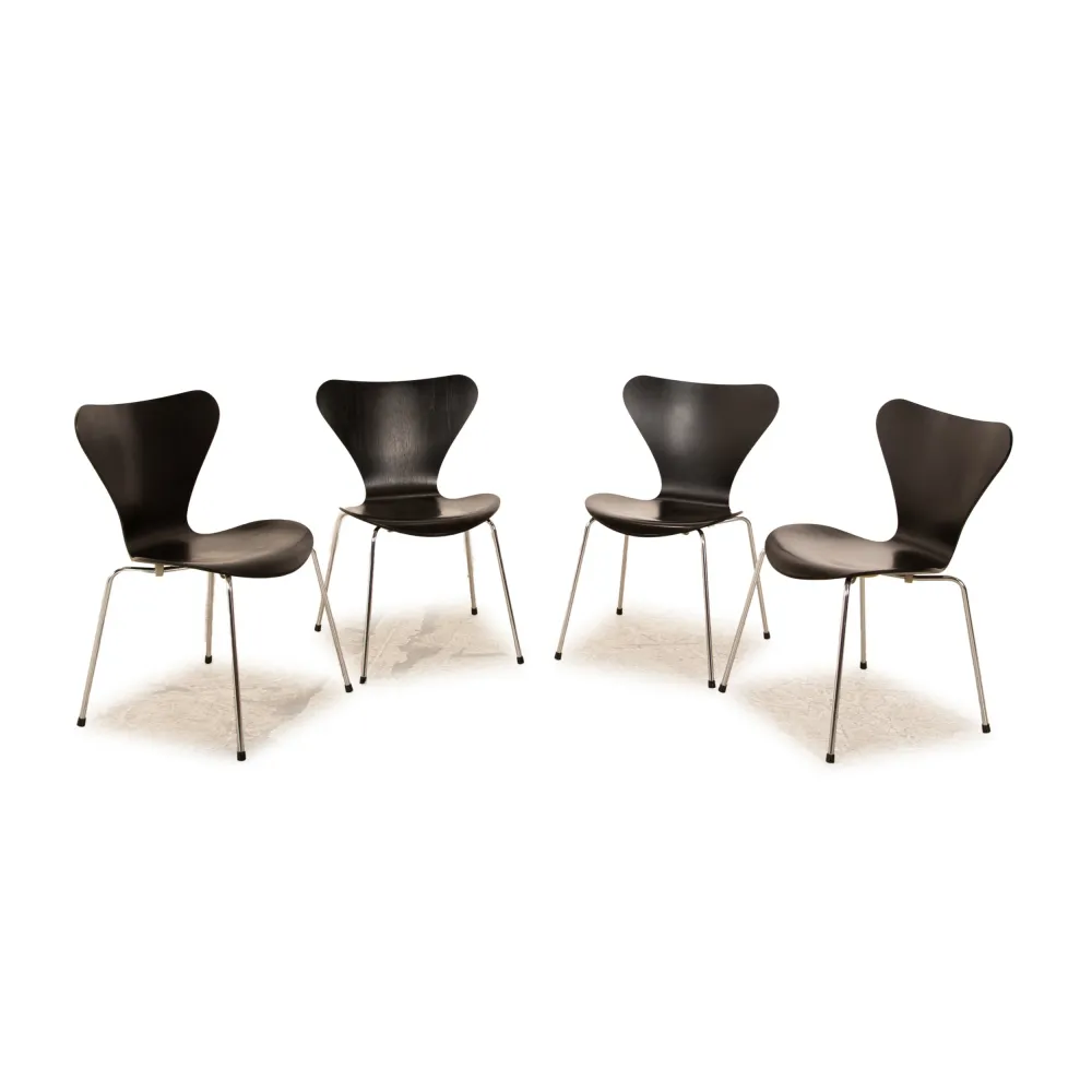 4er Garnitur Fritz Hansen Serie 7 Holz Stuhl Schwarz