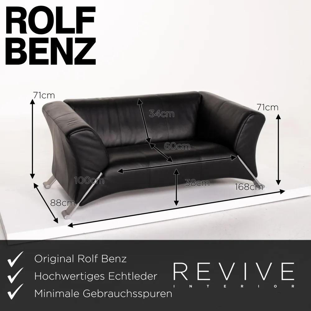 Rolf Benz 322 Sofa Garnitur Schwarz 2x Zweisitzer #14293