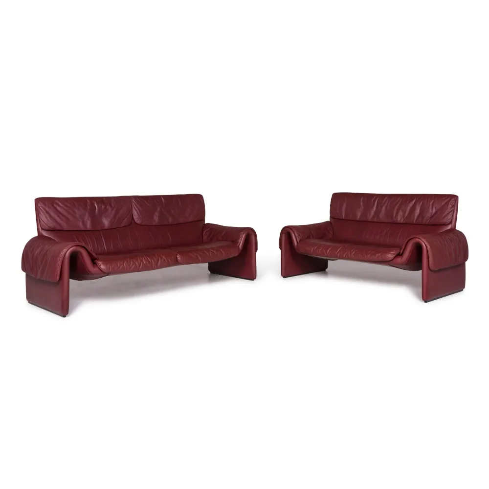 de Sede DS 2011 Designer Leder Sofa Garnitur Rot 1x Dreisitzer 1x Zweisitzer #9589