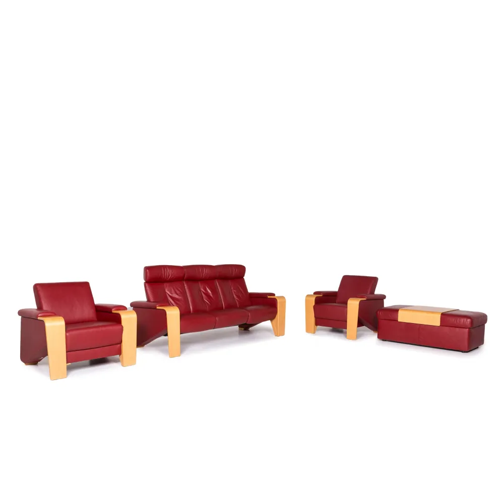 Stressless Pegasus Leder Sofa Garnitur 1x Zweisitzer 2x Sessel 1x Hocker #12152