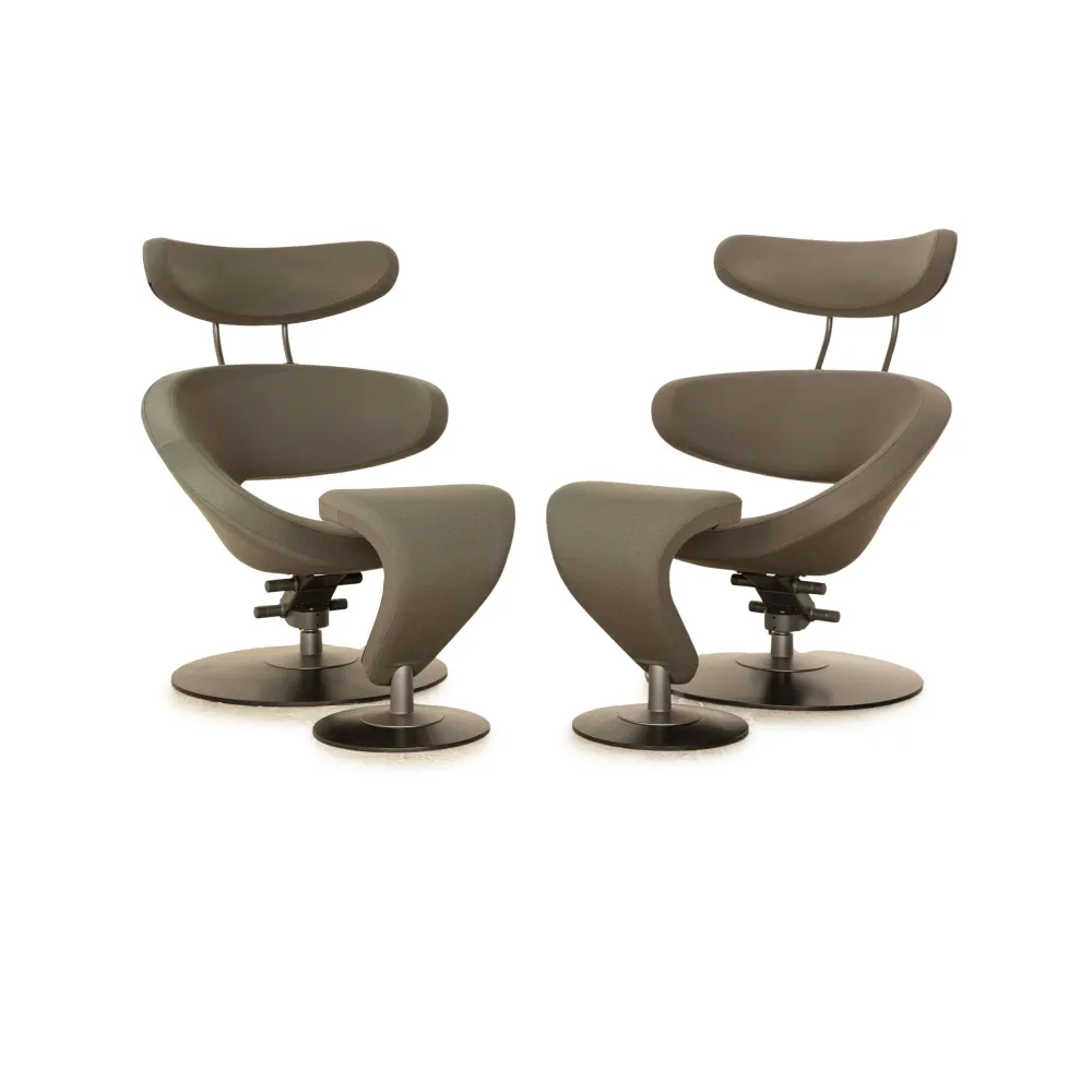 Varier Peel Stoff Sessel Garnitur Grau manuelle Funktion inkl. Hocker