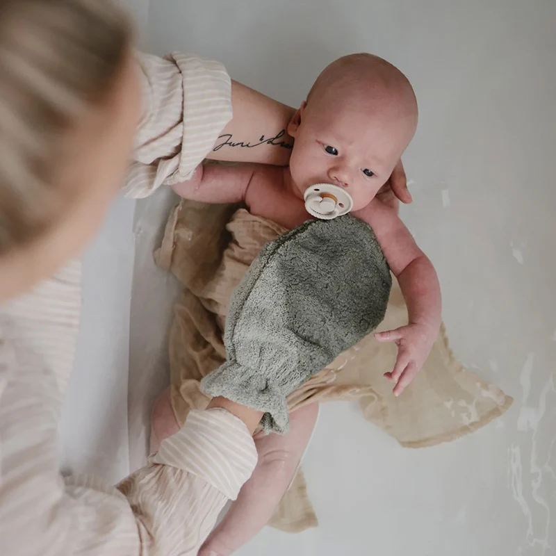 Mushie 2er Set Waschlappen Moss