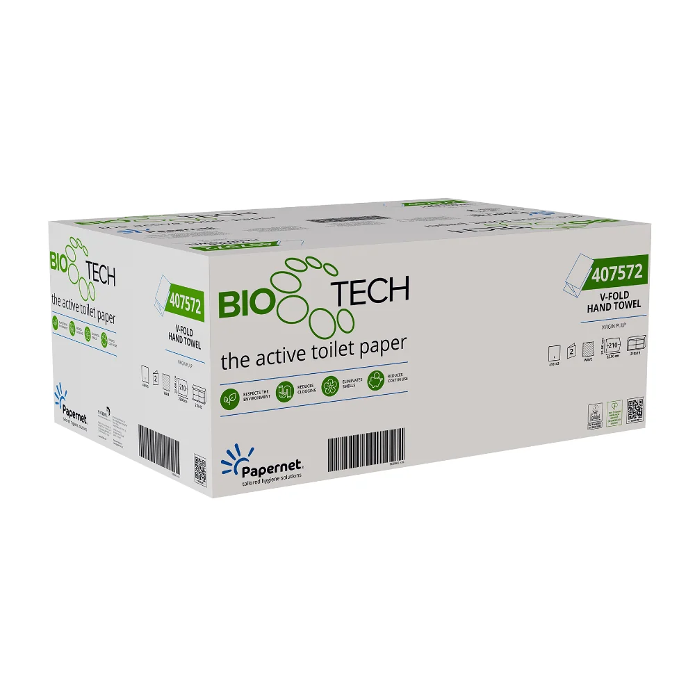 Papernet Falthandtücher mit Bio Tech Technologie 407572, 3150 Blatt, 2-lagig, V-Falz | Karton (15 Packungen)