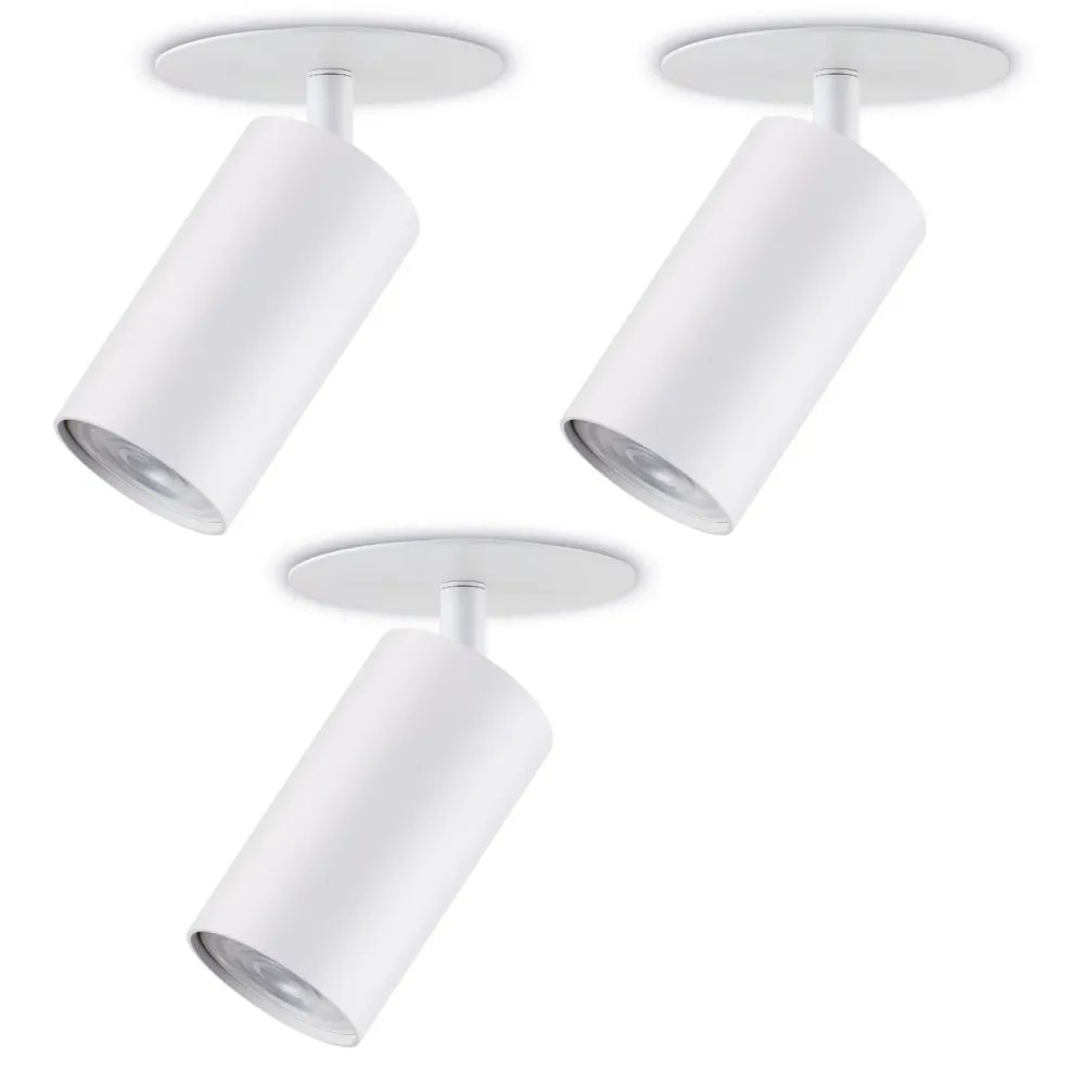 Maclean Decken Einbauleuchte / Spot, rund, Aluminium, GU10, 55x130mm, weiß, MCE364 W 3Stk+ LED-Leuchtmittel GU10 7W Maclea...
