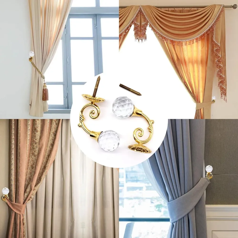 Cisolen Metall Kristall Wandhaken Vorhang Raffhalter 2er Set