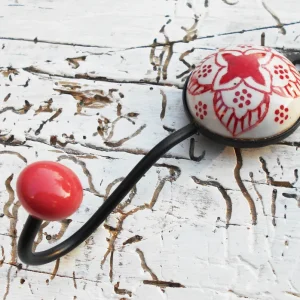 Garderobenhaken, Keramikhaken, Wandhaken, Kleiderhaken, rot