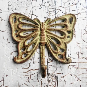 Garderobenhaken, Wandhaken, Kleiderhaken, Gusseisen, Schmetterling