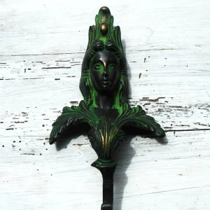 Garderobenhaken, Wandhaken, Kleiderhaken, Messing, Dame. Jugendstil