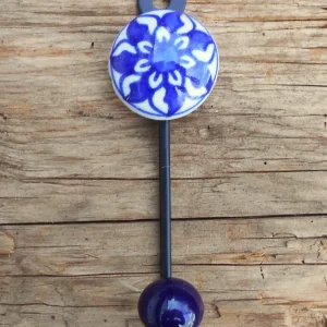 Keramikhaken, Garderobenhaken, Wandhaken, Kleiderhaken, klein, blau