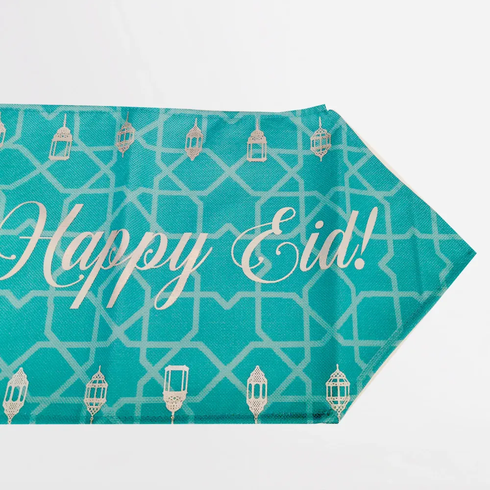 "Happy Eid" Tischläufer Tischdecke Türkis