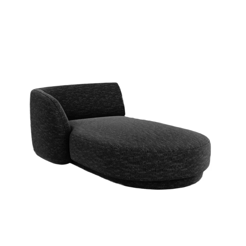 Linksseitiger Szezlong MILEY schwarzer samtiger Chenille