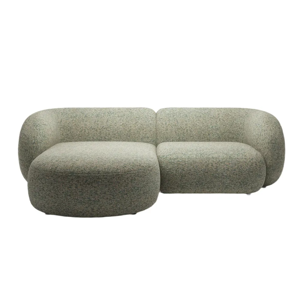 Linksseitiges 2-Sitzer-Sofa KATE hellgrüner Melange