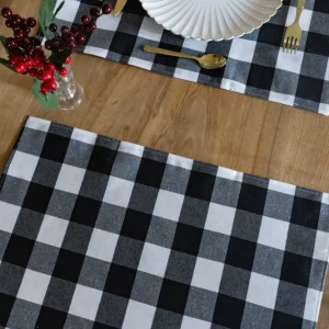 Set mit 2 Tischsets mit schwarzem Vichy-Design