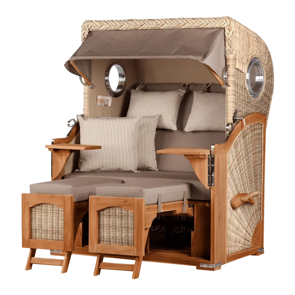 Strandkorb DÜNE 2-Sitzer taupe-creme