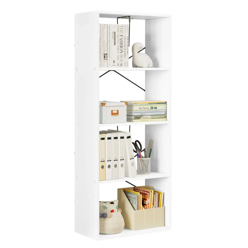 BukkitBow – Bücherregal mit 4 Ebenen – mit Kippschutz – Vitrine – aus nachhaltigem Holzmaterial – (60 x 30 x 149 cm)