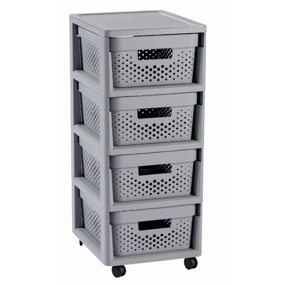 Curver 4x11L Infinity Bücherregal grau, 4-Volumen Schubladen