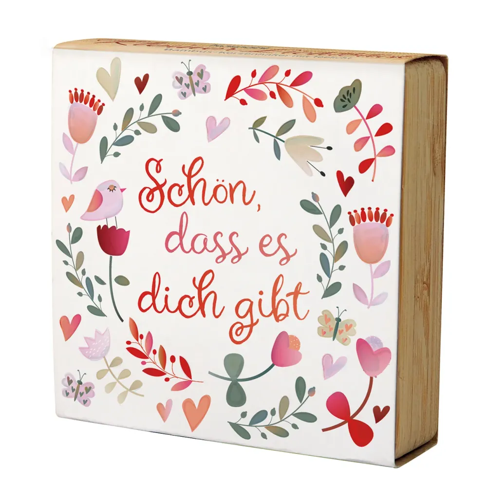 Schön, dass es dich gibt - Teelichthalter aus Bambus