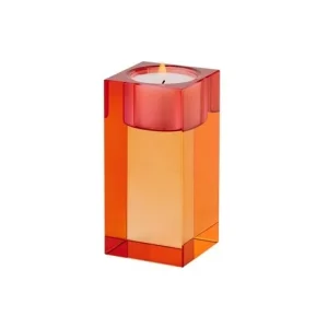 Teelichthalter Sari Kristallglas 10,3cm orange/rosa