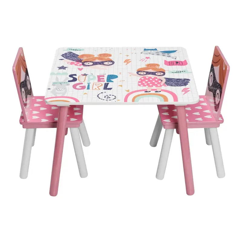 BukkitBow - Kindertisch mit Stühlen / Kindermöbelset - Rosa Tisch - Ideal zum Spielen und Lernen - Tisch: 60x44x60cm
