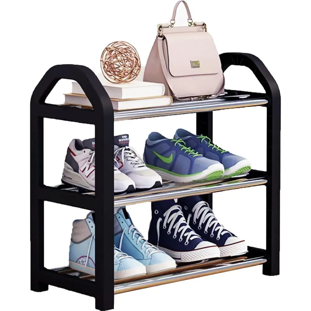 Kleines Schuhregal 3 Ebenen Schuhaufbewahrung Organizer