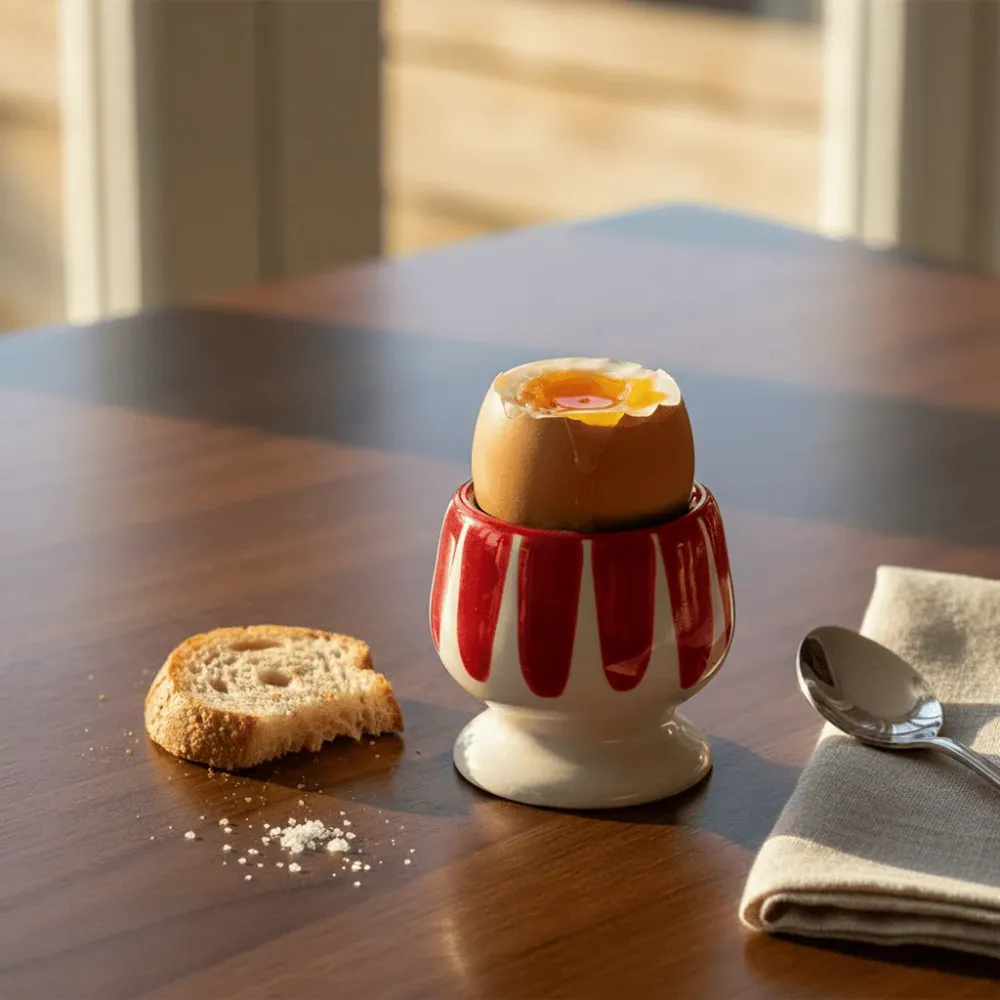 Gestreifter Eierbecher „Costa Nova Mar“ – Rot