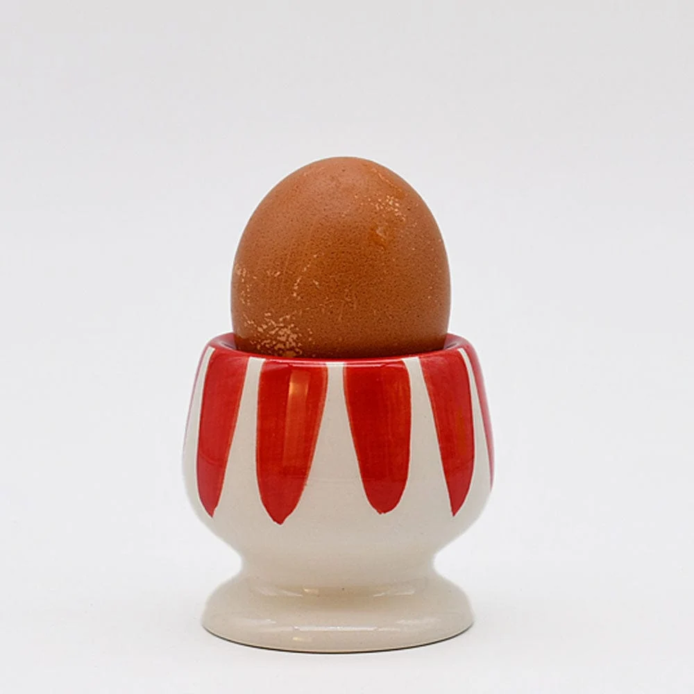 Gestreifter Eierbecher „Costa Nova Mar“ – Rot