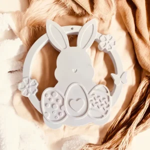 Silikonform: Kleiner Loop/Kranz "Eier-Hase im Blumenkranz"