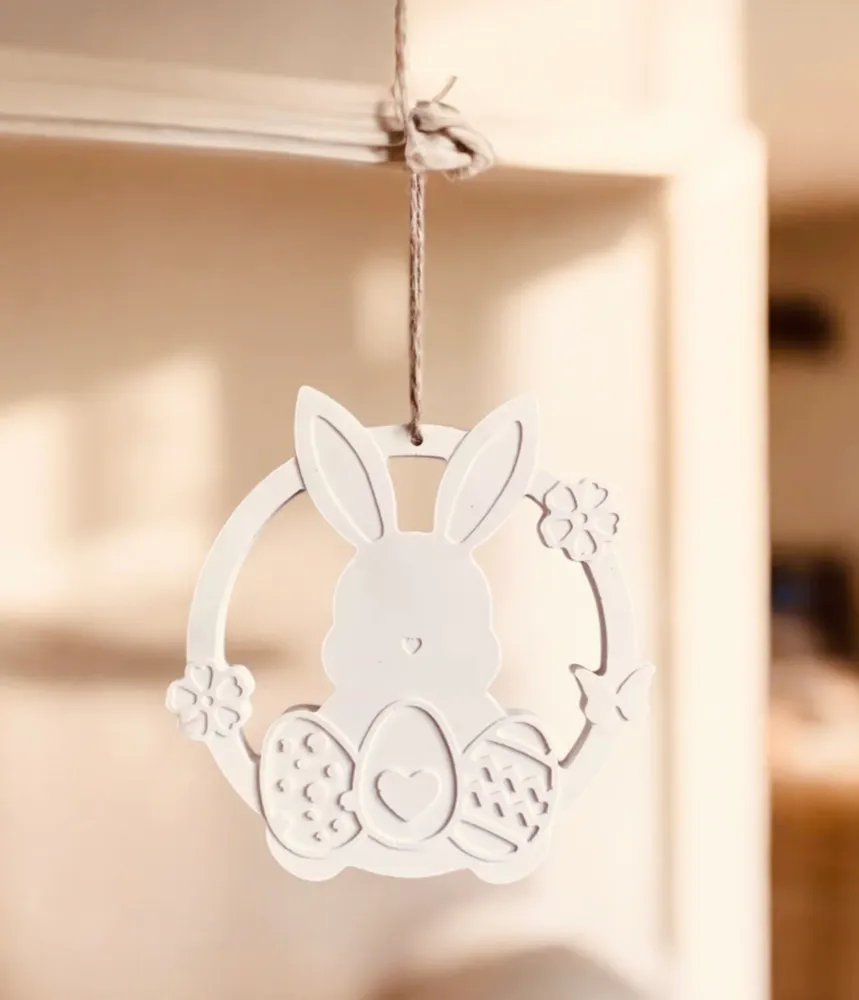 Silikonform: Kleiner Loop/Kranz "Eier-Hase im Blumenkranz"