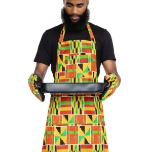 Afrikanischer Print Schürze - Orange Kente