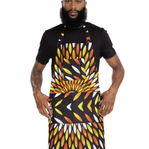 Afrikanischer Print Schürze - Schwarz / Gelb sunburst