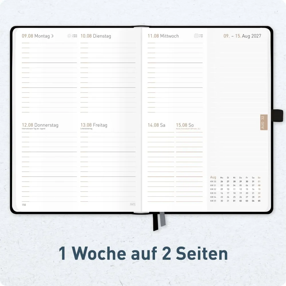 Chäff-Timer Premium 2026/2027 / 17 Monate / A5 / Schwarz / KL / Häfft-Verlag