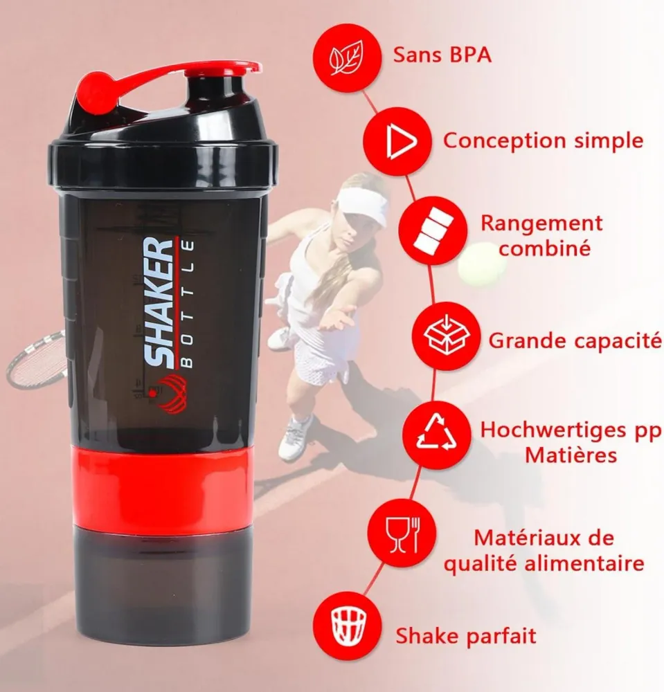 Protein Shaker 500ml, Eiweiß Shaker mit