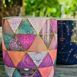 Teetasse mit Sieb – Patchwork Edition