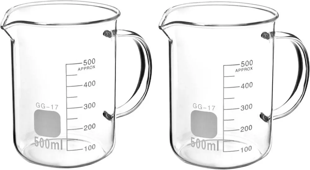 500ml QWORK Borosilikatglas Messbecher 2er Pack mit Griff