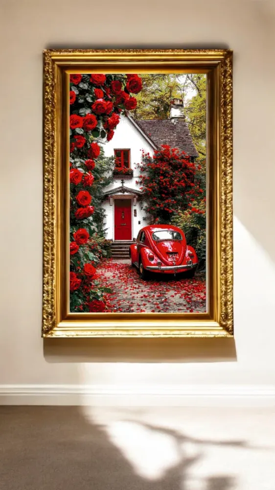 Stickpackung mit Perlen "Rosen am Haus"