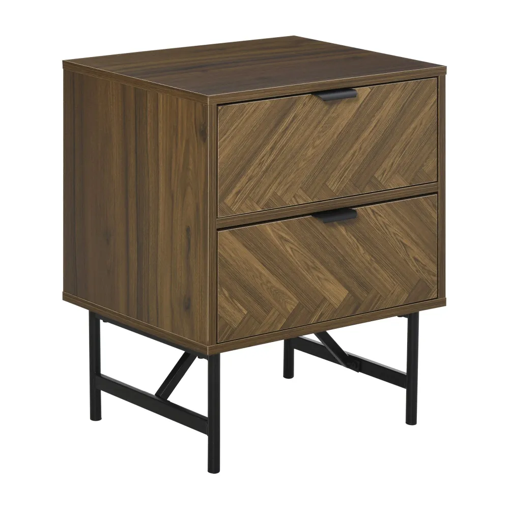 Nachttisch 2 Schubladen 48x39,5x61 cm Walnussholz