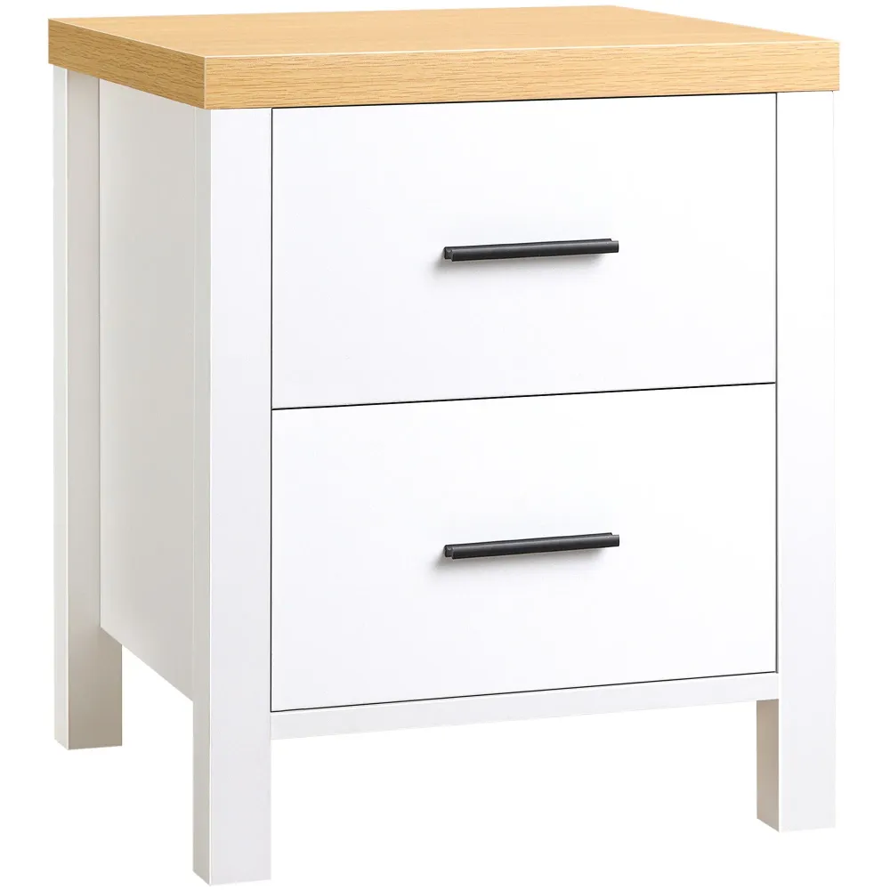 Nachttisch 2 Schubladen 40 x 39 x 48 cm aus weißem MDF