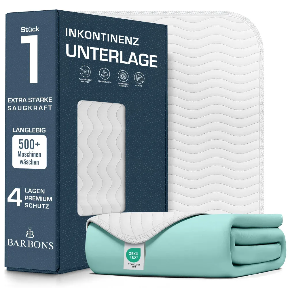 Barbons Inkontinenzunterlage waschbar Matratzenschutz 75x90 - wasserdichte Bett Inkontinenzauflage matratzenauflage Bettun...