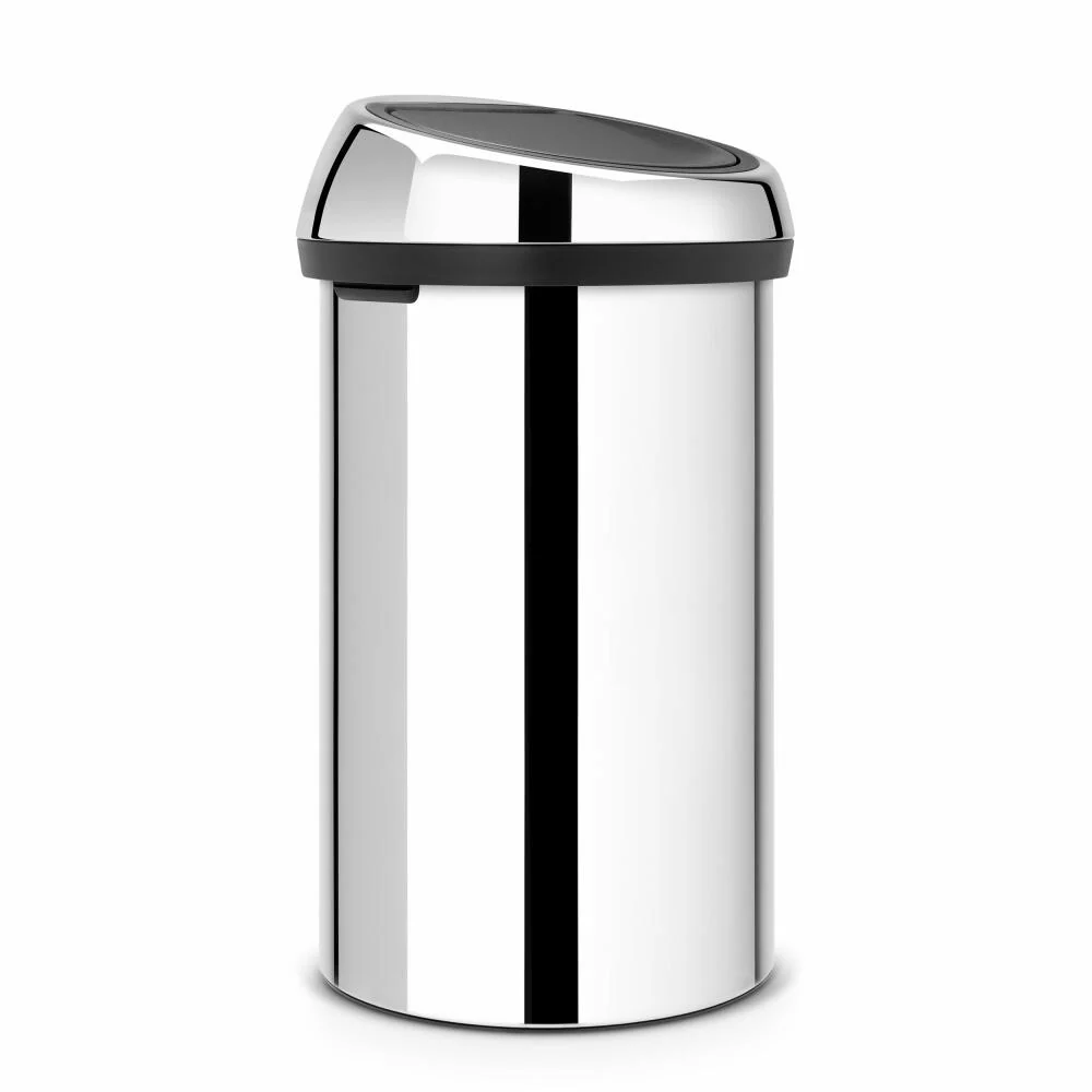 Brabantia Mülleimer Touch Bin, Abfalleimer, Müllbehälter, Stahl, Brilliant Steel, 60 L, 402609