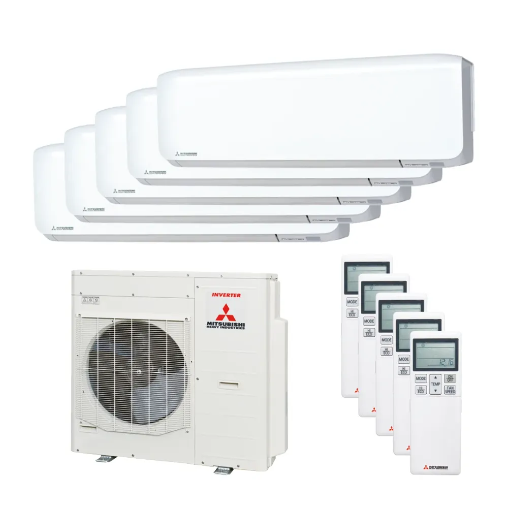 Mitsubishi Heavy Multisplit Klimaanlage Geräte-Set Außen- und Wandgerät SCM100ZS-W/2x SRK20ZS-WF, 2x SRK25ZS-WF, SRK50ZS-WF