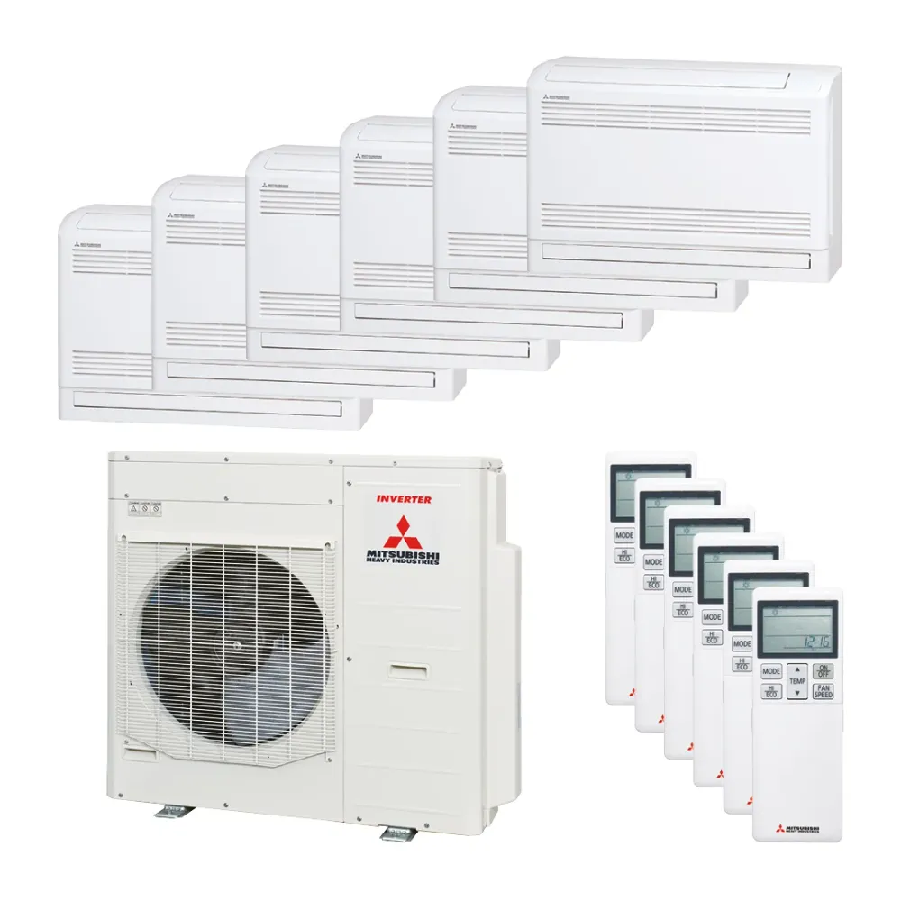 Mitsubishi Heavy Multisplit Klimaanlage Geräte-Set Außen- und Truhengerät SCM125ZM-S/6x SRF25ZS-W