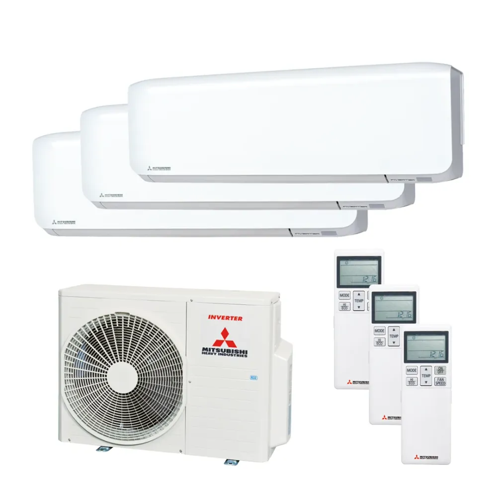 Mitsubishi Heavy Multisplit Klimaanlage Geräte-Set Außen- und Wandgerät SCM41ZS-W/2x SRK20ZS-WF und 1x SRK25ZS-WF