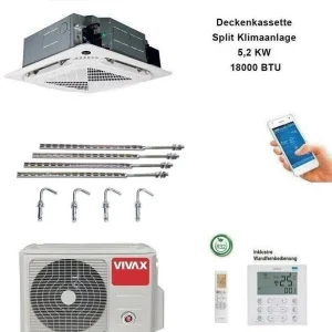VIVAX Deckenkassette 5,2 KW 18000 BTU 4-Wege Decke Split Klimaanlage ++