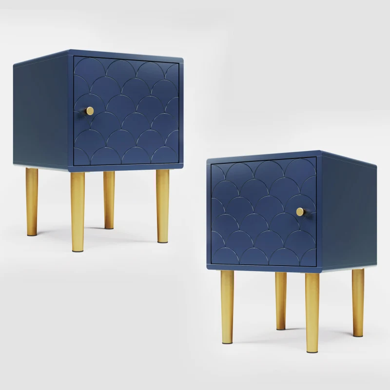 2er Set Nachttisch,Nachtschrank Beistelltisch,Marineblau, Sofatisch passend zu jedem Bett & Schlafzimmer - H50/B35/T35 cm