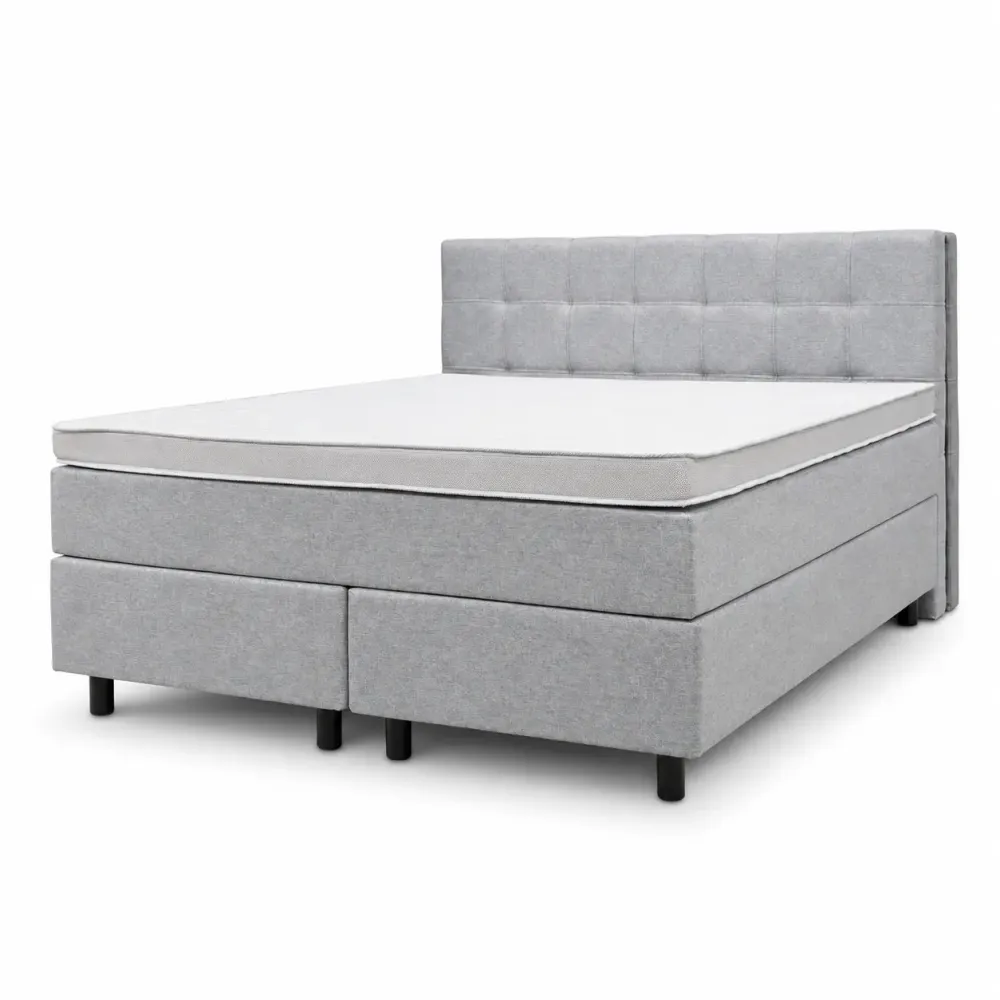 Boxspringbett 160x200 Stoff Grau 5 Teilig