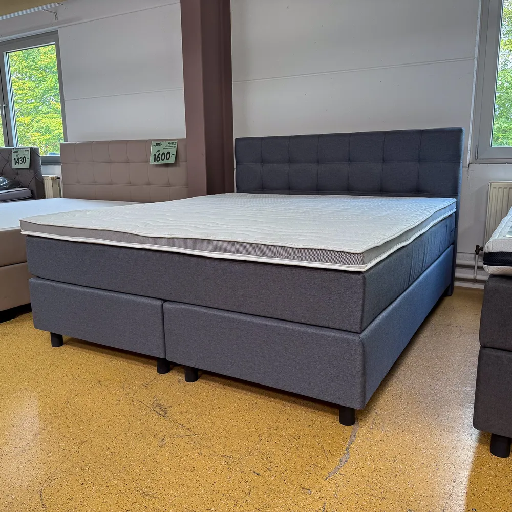 Boxspringbett 180x200 Stoff Grau 5 Teilig